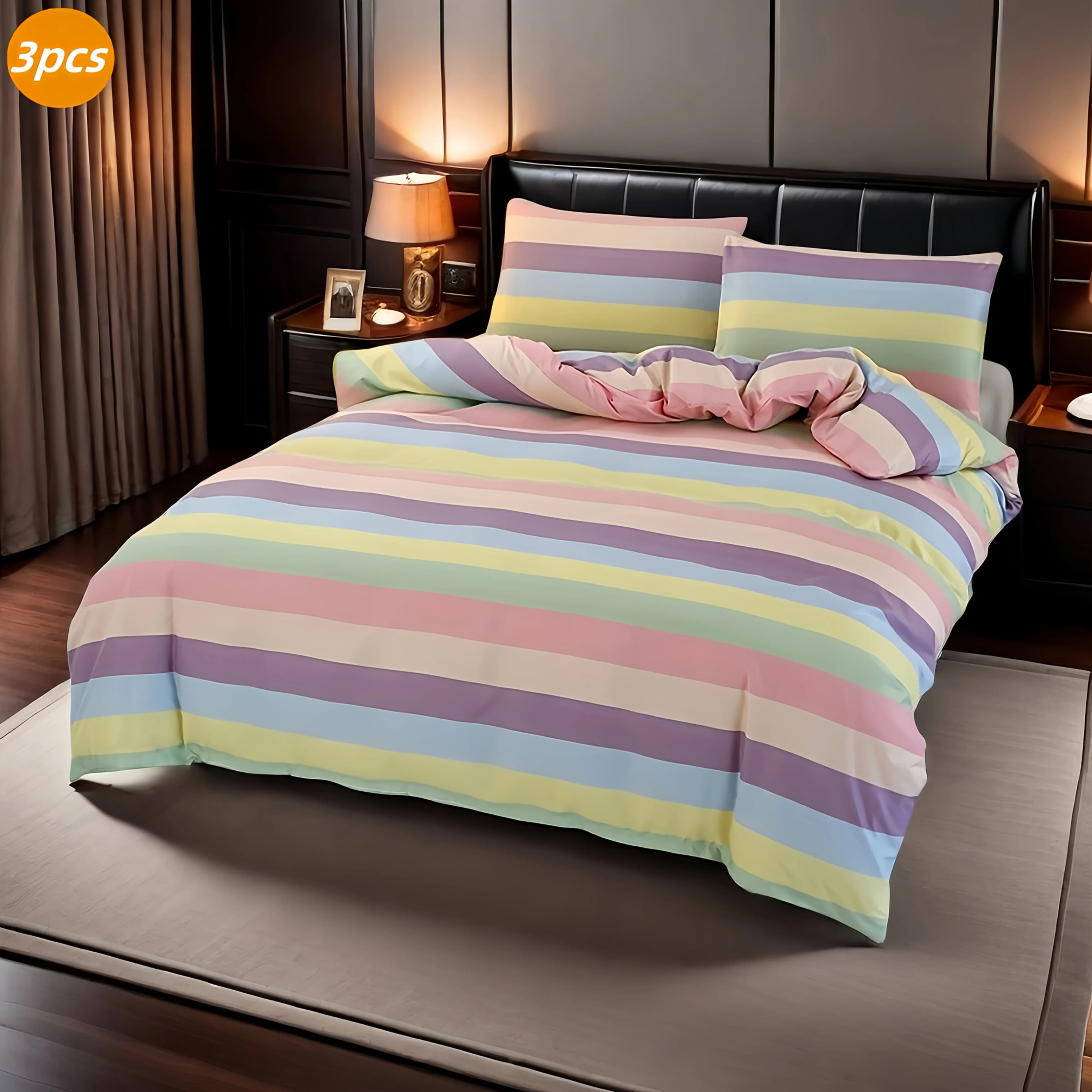 Set biancheria da letto a righe Set copripiumino stampato in 3D Set copripiumino per camera singola doppia doppia delicata sulla pelle Regalo di compleanno