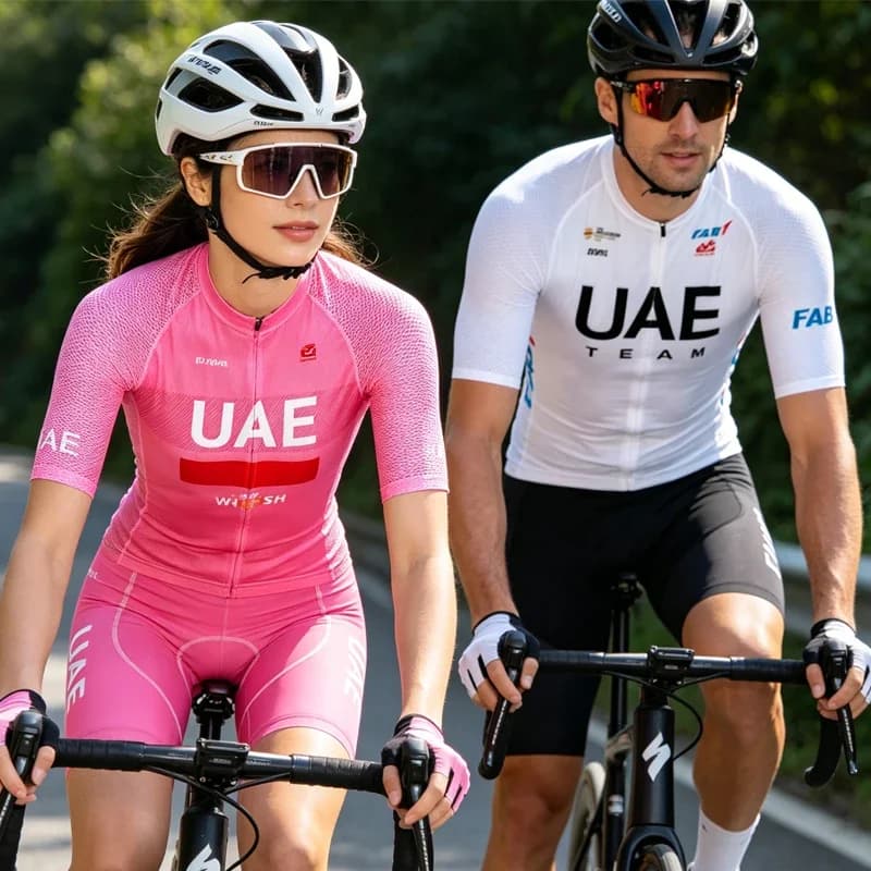 Nuova Maglia da Ciclismo Rosa UAE, Completo con Pantaloncini per Uomo e Donna, Abbigliamento MTB ad Asciugatura Rapida, T-shirt e Pantaloni da Bicicletta