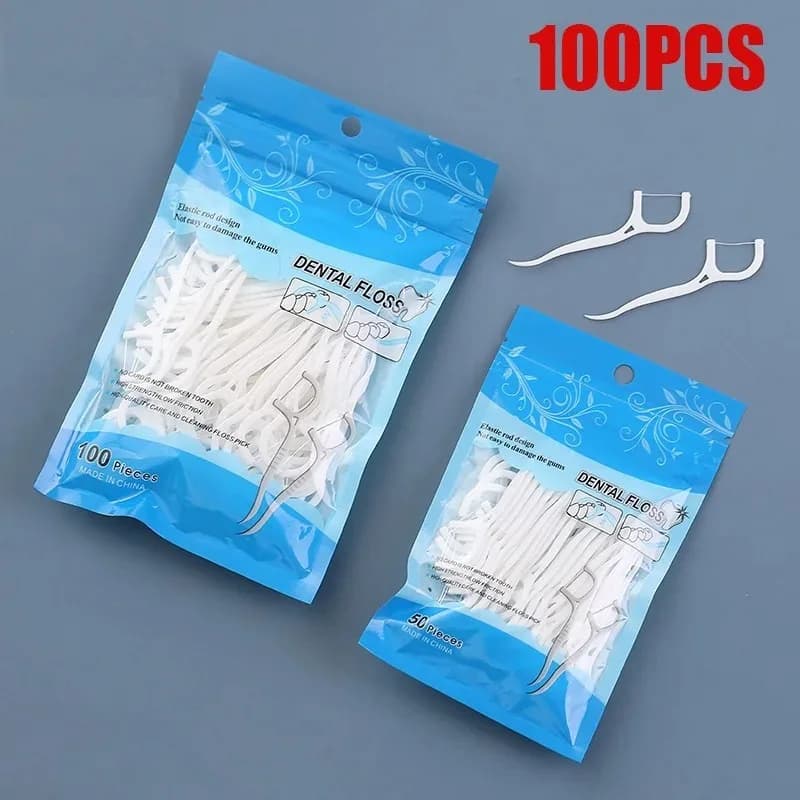 100 pz Filo Interdentale Flosser Picks Stuzzicadenti Denti Bastone Pulizia Dei Denti Spazzola Interdentale Filo Interdentale Pick Pulizia Dei Denti