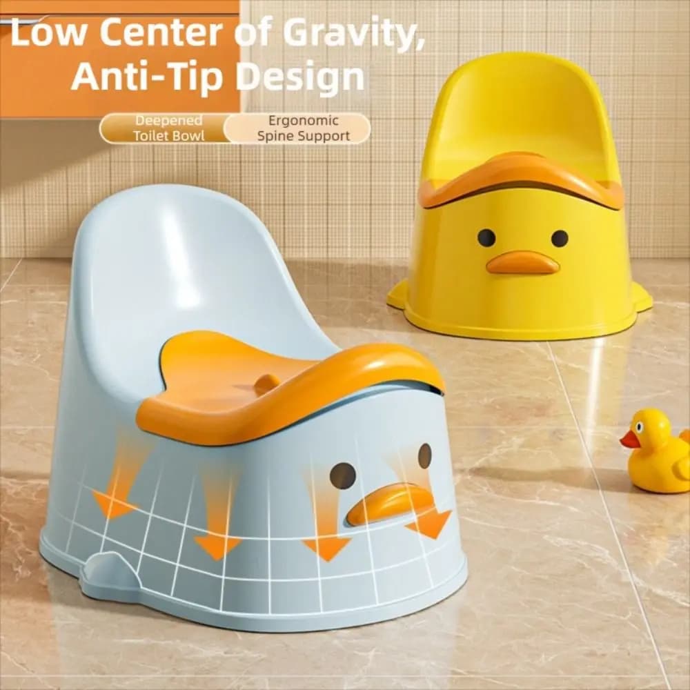 Sedile per vasino per bambini anatra, design ergonomico, sedia per orinatoi per bambini antiscivolo, forniture per toilette mobili per cartoni animati per 0-6 anni