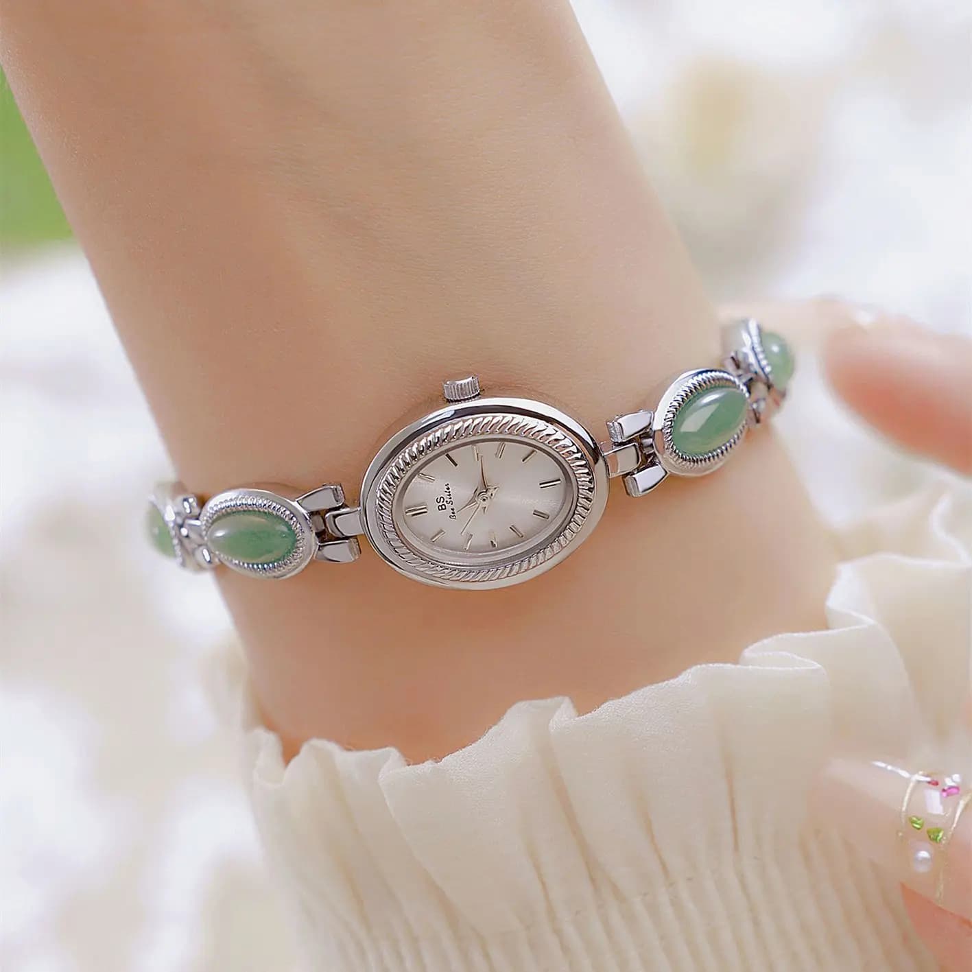 Women's Watch Luxury Stone Natural Dongling Jade Bracelet Hotan High Quality Quartz Watches Fashion Women's Waterproof