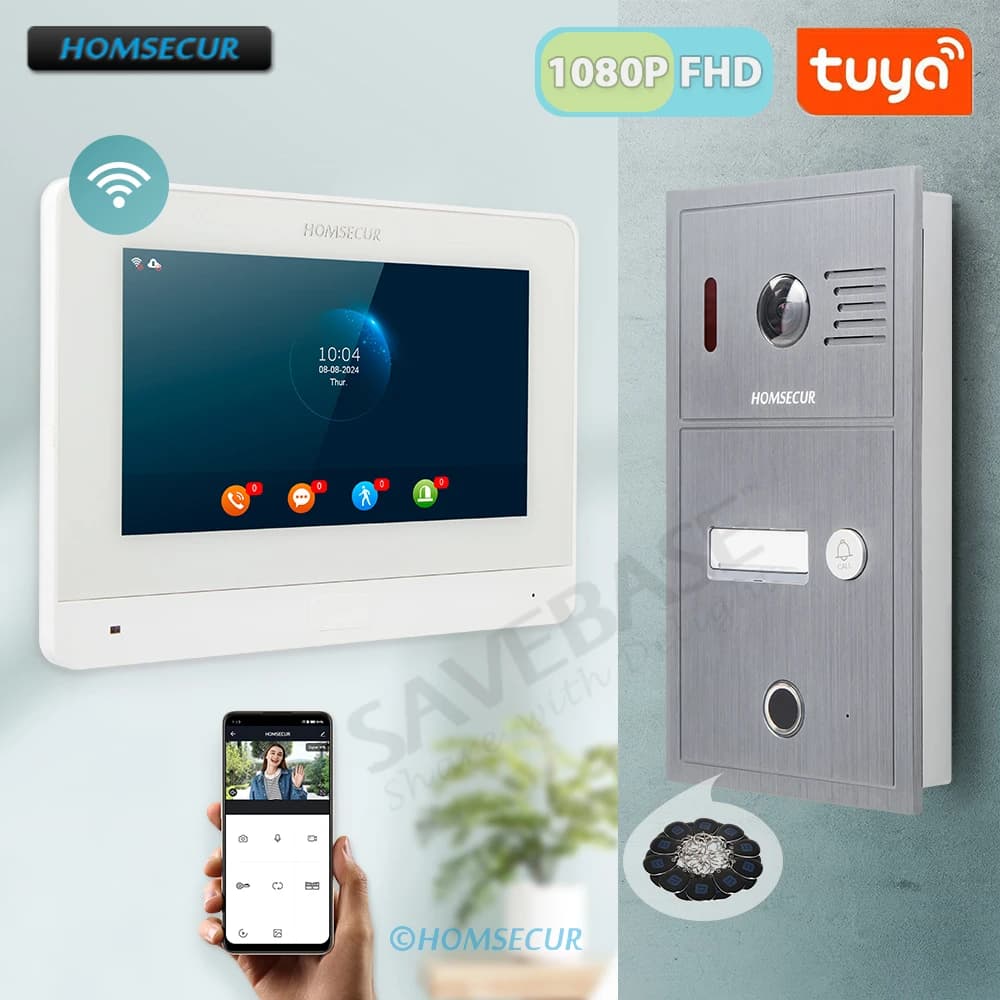 Tuyasmart APP WiFi HD 4 fili video citofono di sicurezza domestica citofono 1080P IP65 campanello telecamera impronta digitale accesso RFID istantanea