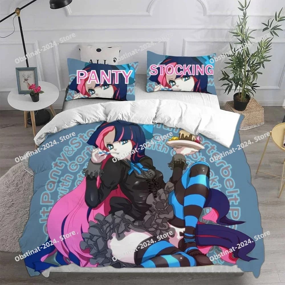 Set di biancheria da letto a tema 3D con slip e calze con reggicalze Stampato singolo trapunta trapunta copripiumino federa 3 pezzi bambini adulti