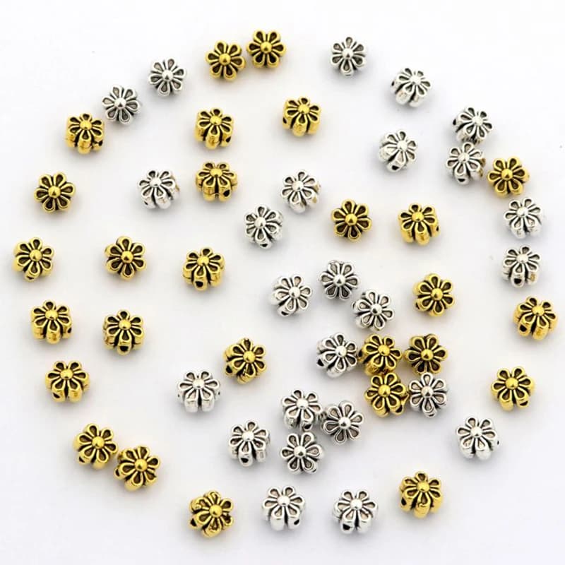 50 pieces of metal beads with tibetan silver spacer flower for creating jewelry accessories for diy necklaces made by wholesale