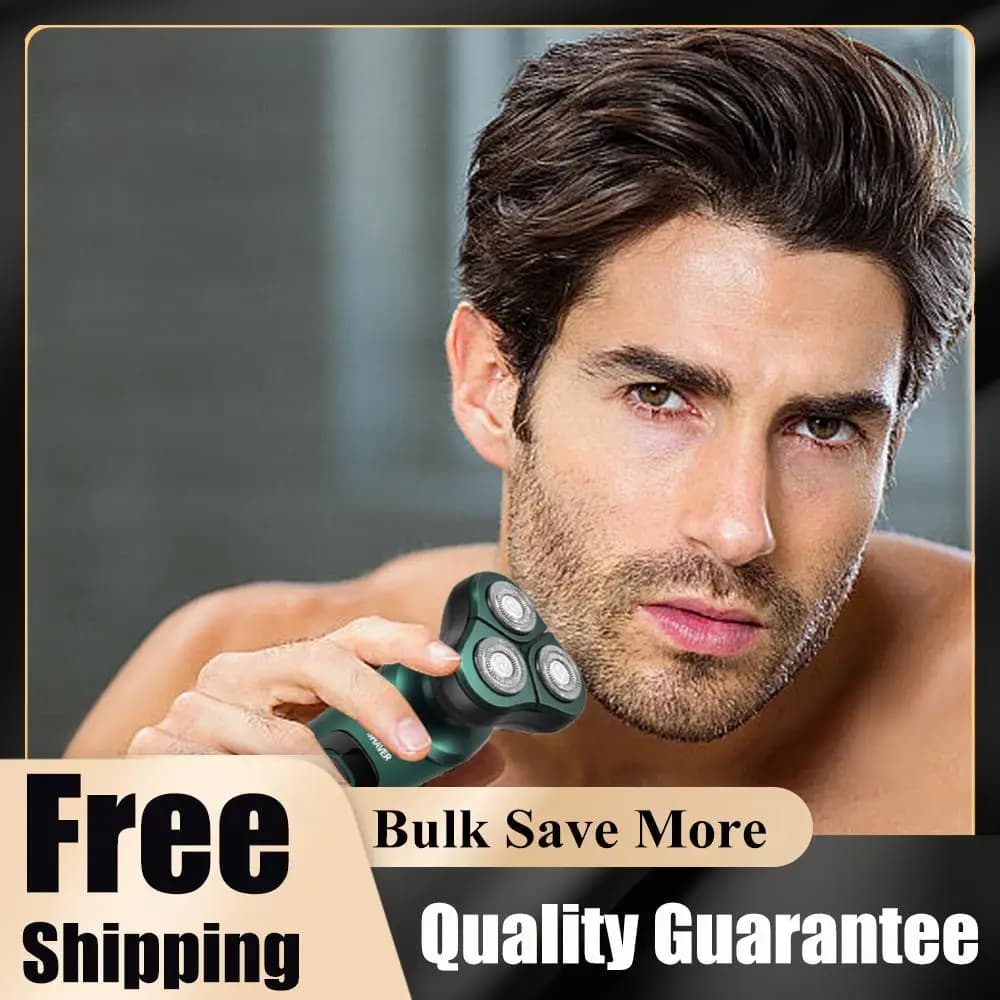 Electric Razor for Men to Three Heads, USB Rechargeable, Hinder, Wireless, for Barba and Viso