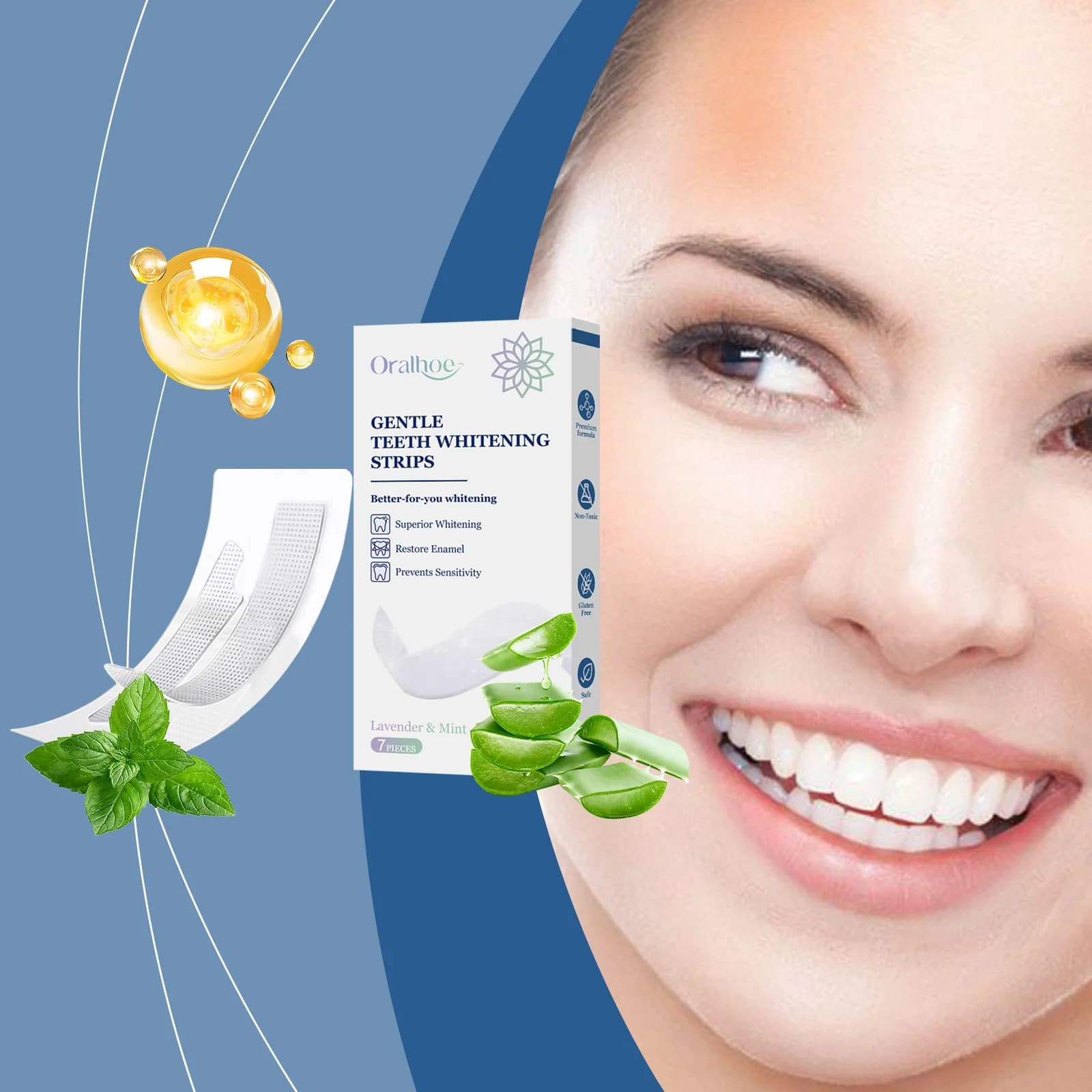 Whitening strips for deep teeth cleaning: home dental care, removes yellow spots and illuminate teeth, effective whitening solution