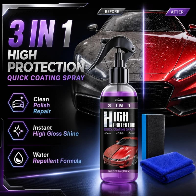 3 IN 1 Car Ceramic Coating Spray Nano Crystal Hydrophobic Layer High Protection Car Wax Polishing Auto Body Scratch Repair 100ml