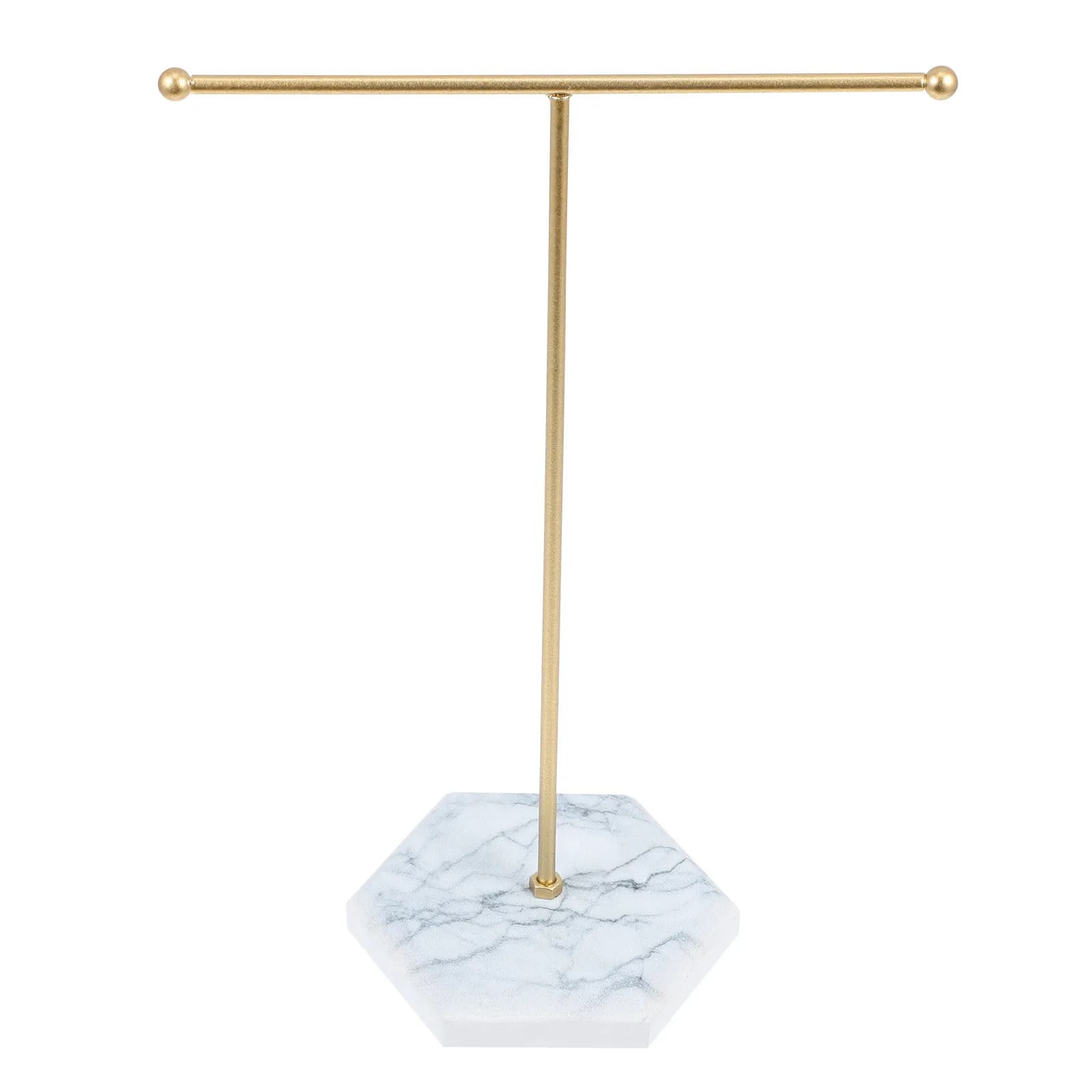 Espositore per Gioielli in Ferro Battuto con Base in Marmo, Porta Orecchini a T, Organizzatore e Portaoggetti per Gioielli per Bagno, Camera da Letto, Negozio