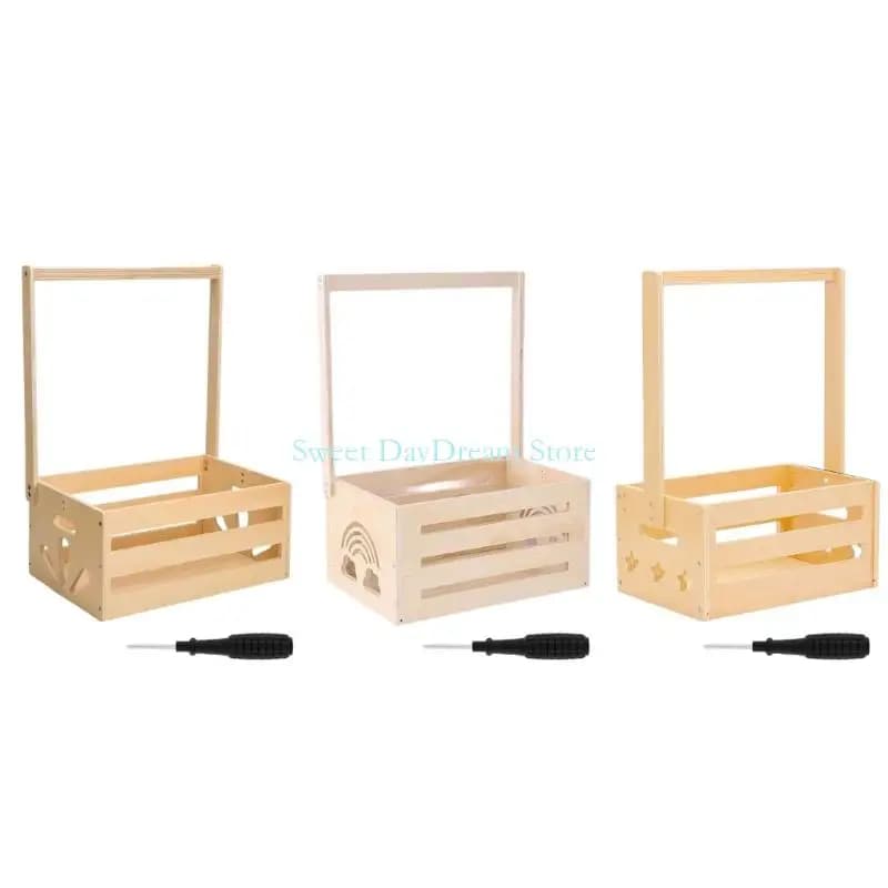 Y88C Wooden Baby Shower Gift Basket Nursery Clomery Box per abbigliamento