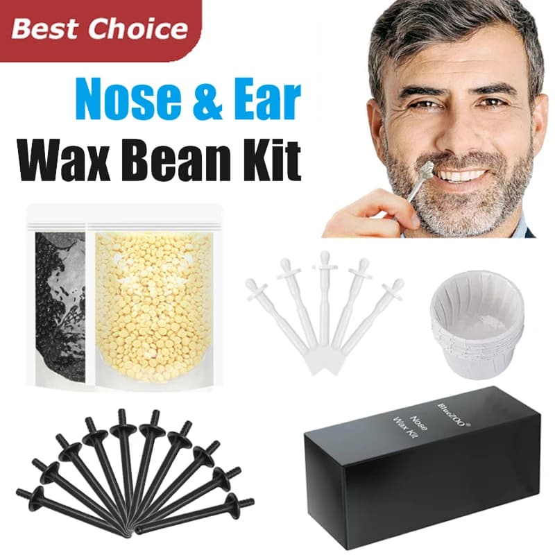 Cera beankit di cera per naso indolore portatile per uomini e donne Set di cera per la depilazione del naso Kit di depilazione per naso e orecchie senza carta