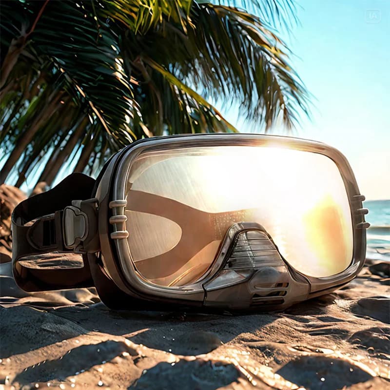 New underwater mask with large frame with drain valve | HD tempered glass lens and adjustable silicone strap, swim glasses, ox, , moa,ssi