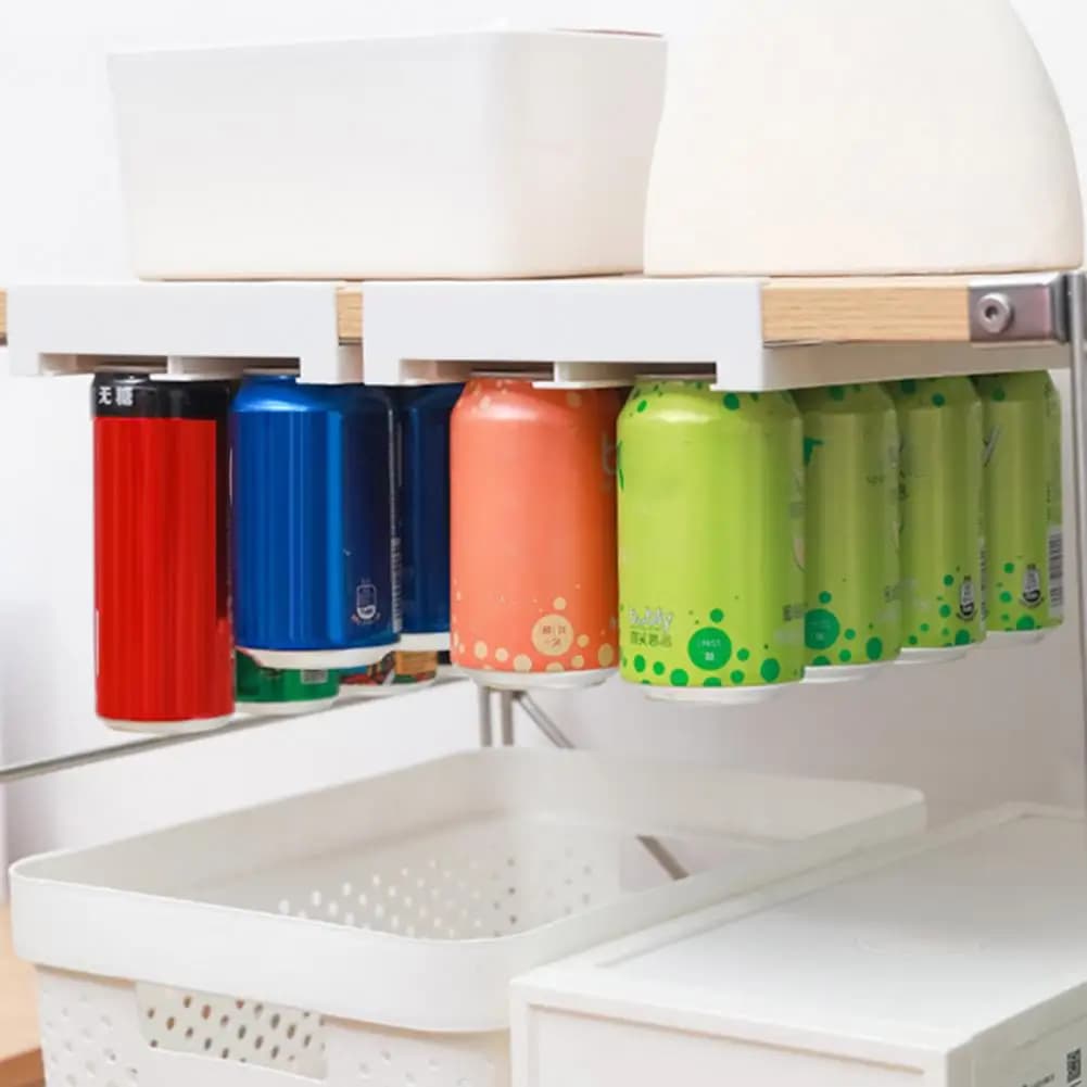 Soda Can Organizer for Fridge Refrigerator Soda Can Holder Adjustable Beer Can Hanger Holds 8 Cans for Pantry Fridge Shelf