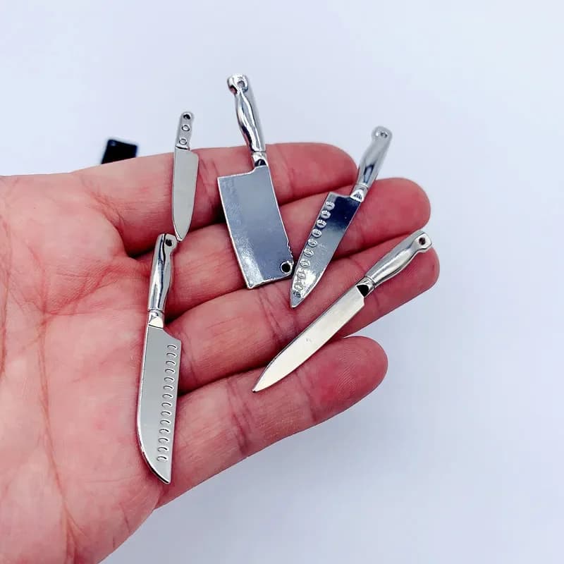 1set Mini kitchen utensils knives doll house 1/12 model kitchen desk miniature decoration doll house decorations for home