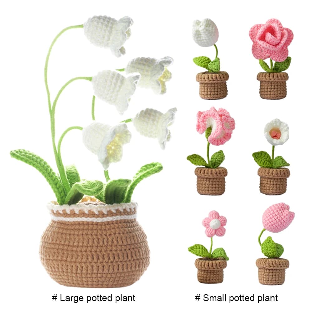 Crochet Beginners Kit with Vase Plants, Fai-da-Te Knife Work Set with Tutorial Video Pass-Pass, Crochet Kit and Work Shirt for Adults