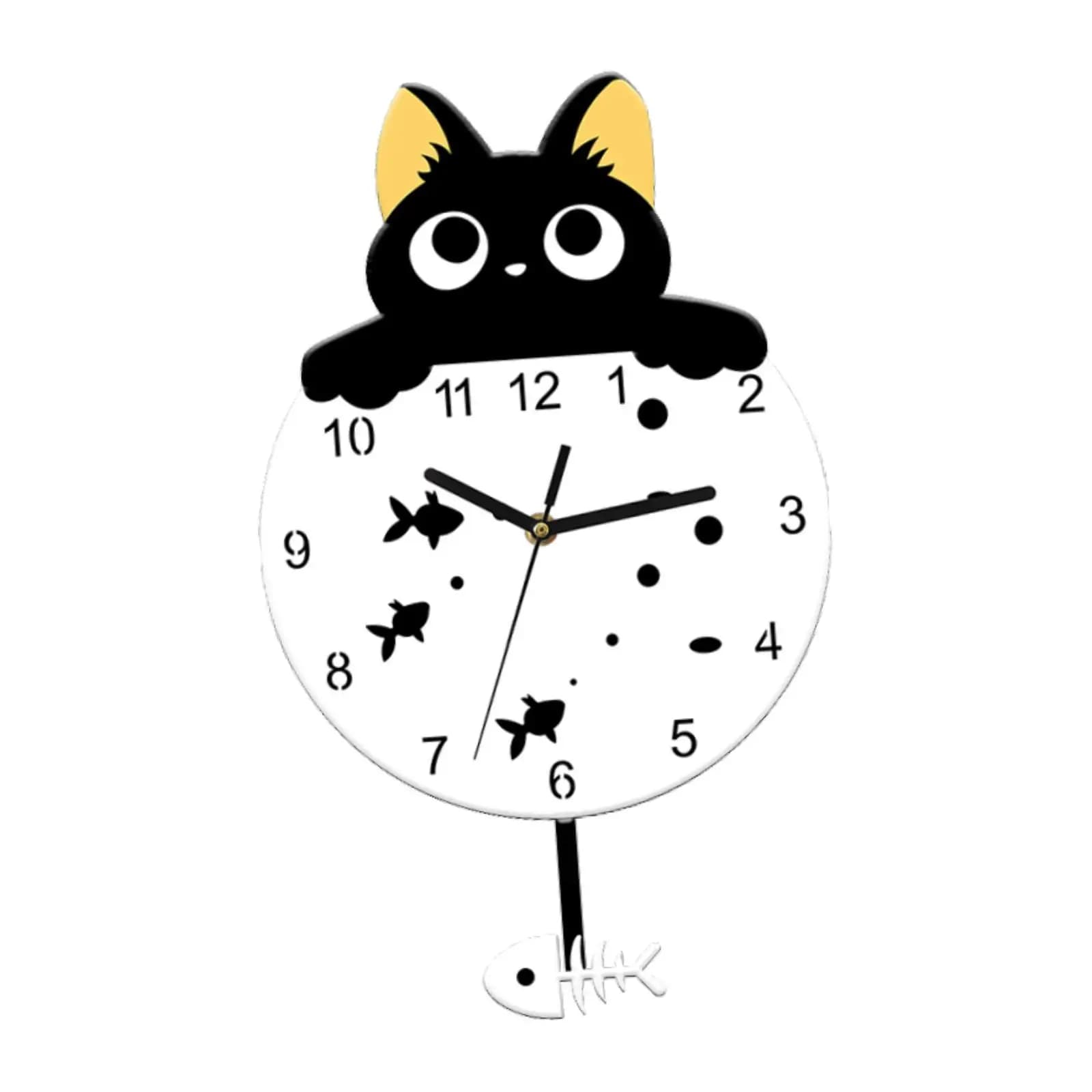 Cat Shaped Wall Clock, Creative and Fashionable Artistic Decoration for Living Room, Bedroom, Country House