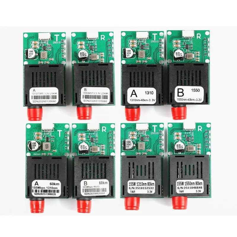 TTL Optical Transceiver Module FC Interface DC 5.5-26V RX TX AV VCC GND Drone Data Transmission Terminal Module 20KM 40KM 60KM