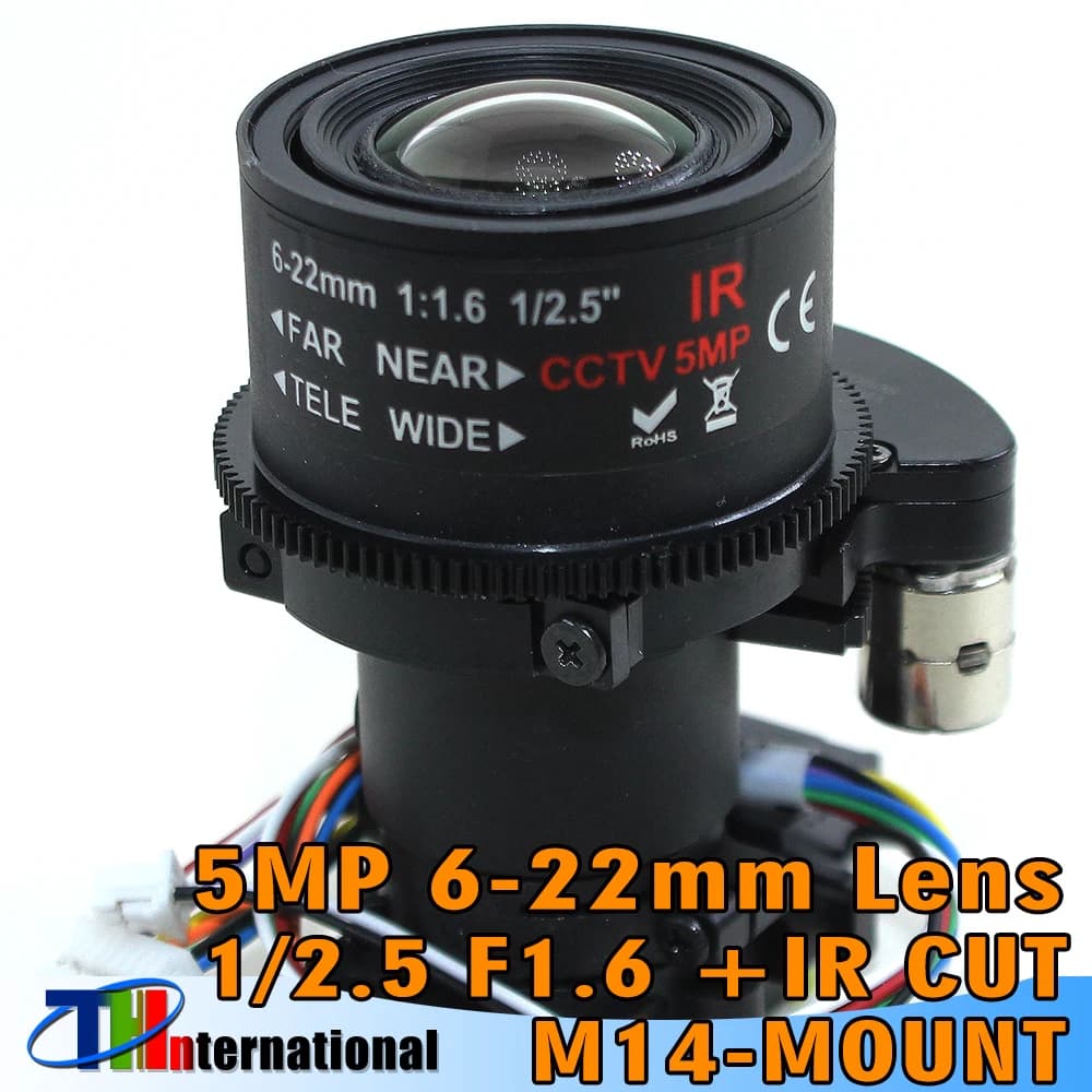 CCTV varifocale da 5 MP Obiettivo da 6-22 mm Attacco D14 Vista a lunga distanza con zoom e messa a fuoco motorizzati + IR CUT da 5 MP per telecamera AHD/IP da 5 MP