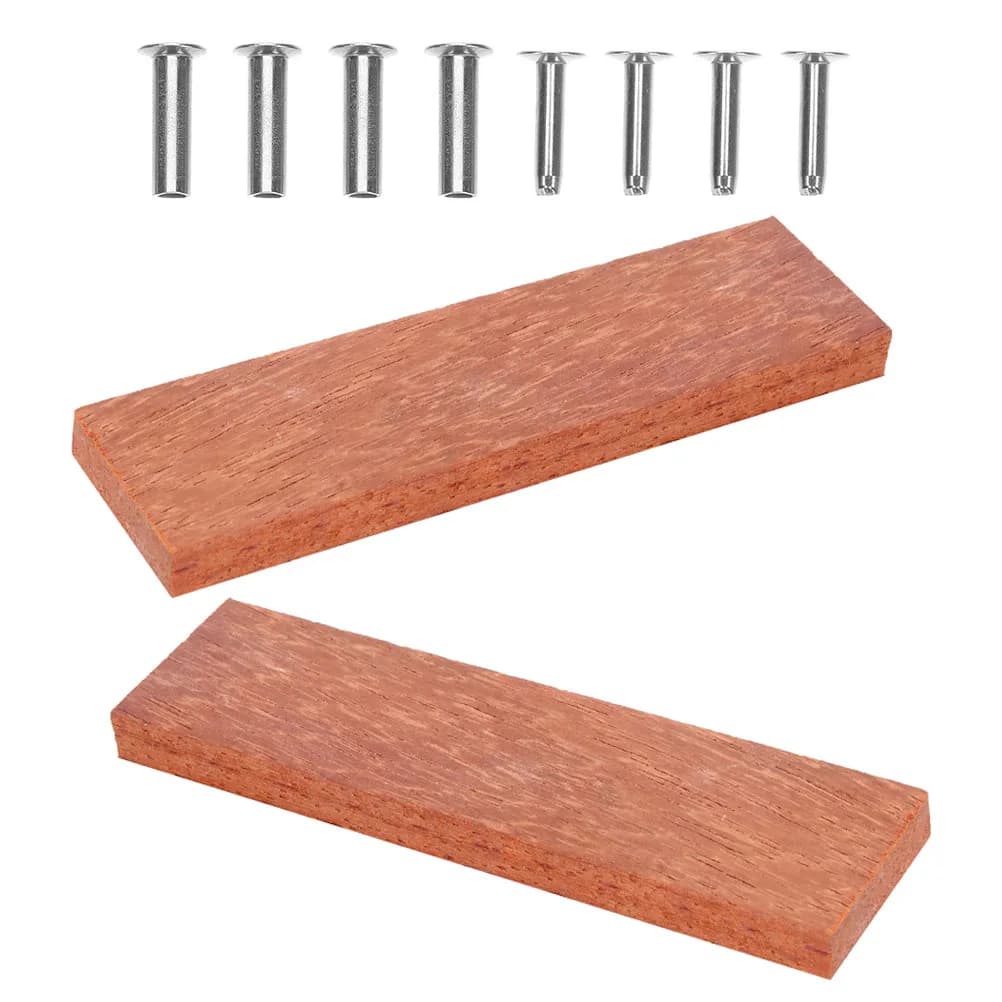 Set di 1 Manico in Legno per Coltello da Cucina, Sostituzione Ergonomica Antiscivolo in Legno Massello con Rivetti di Montaggio per Tagliare