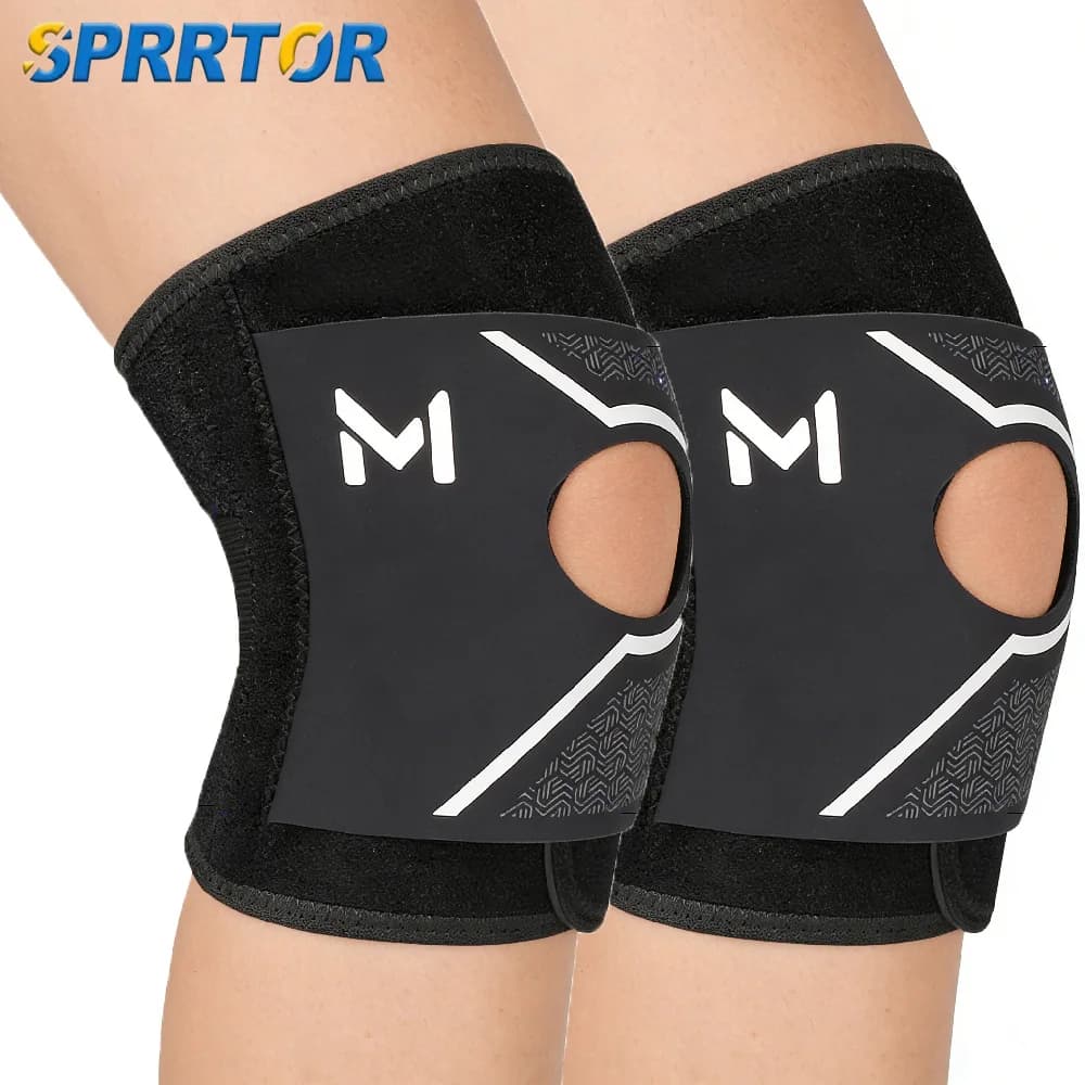 1 Pezzo Ginocchiera in Neoprene con Stabilizzatori Laterali, Supporto per Ginocchio Antiscivolo con Rotula Aperta per Alleviare il Dolore al Ginocchio, Corsa e Allenamento