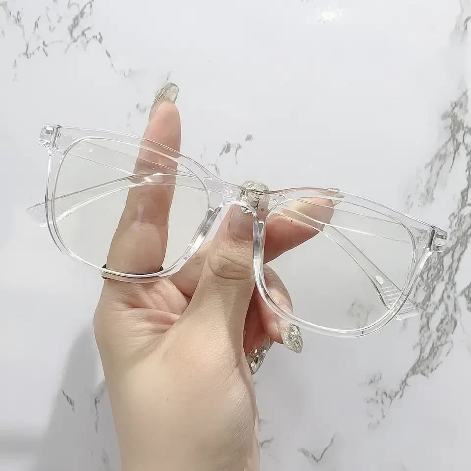 Transparent Anti-Blue Light Glasses for Women and Men, Square Frame Eyewear, Optical Spectacles, Round Design