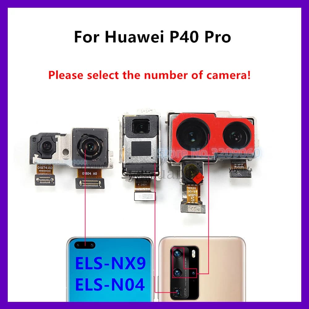 Fotocamera anteriore posteriore per Huawei P40 Pro Modulo fotocamera posteriore posteriore Sostituzione parti di riparazione smartphone ELS-NX9, ELS-N04