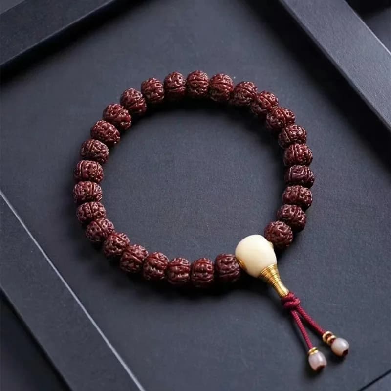 Small King Brushed Patina Pipal Tree Seeds Single circle Five-petal Flower Wang Ceppo Corpulente Bracelet Buddha Be