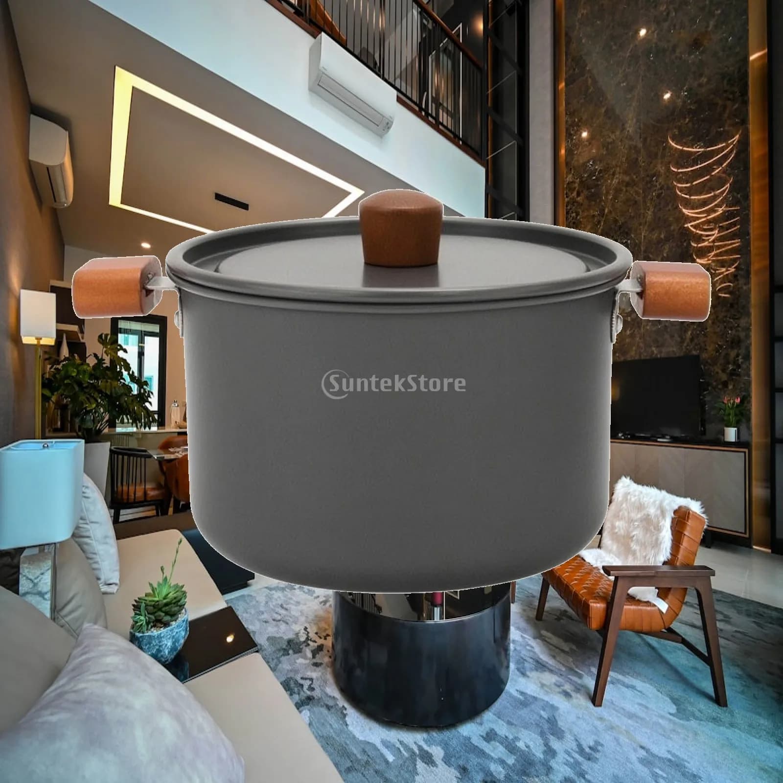 Camp Pot with Lid Hard Anodized Outdoor Pot with Handles Cookware Campfire-Ready Portable for Campers, Camping, Picnic