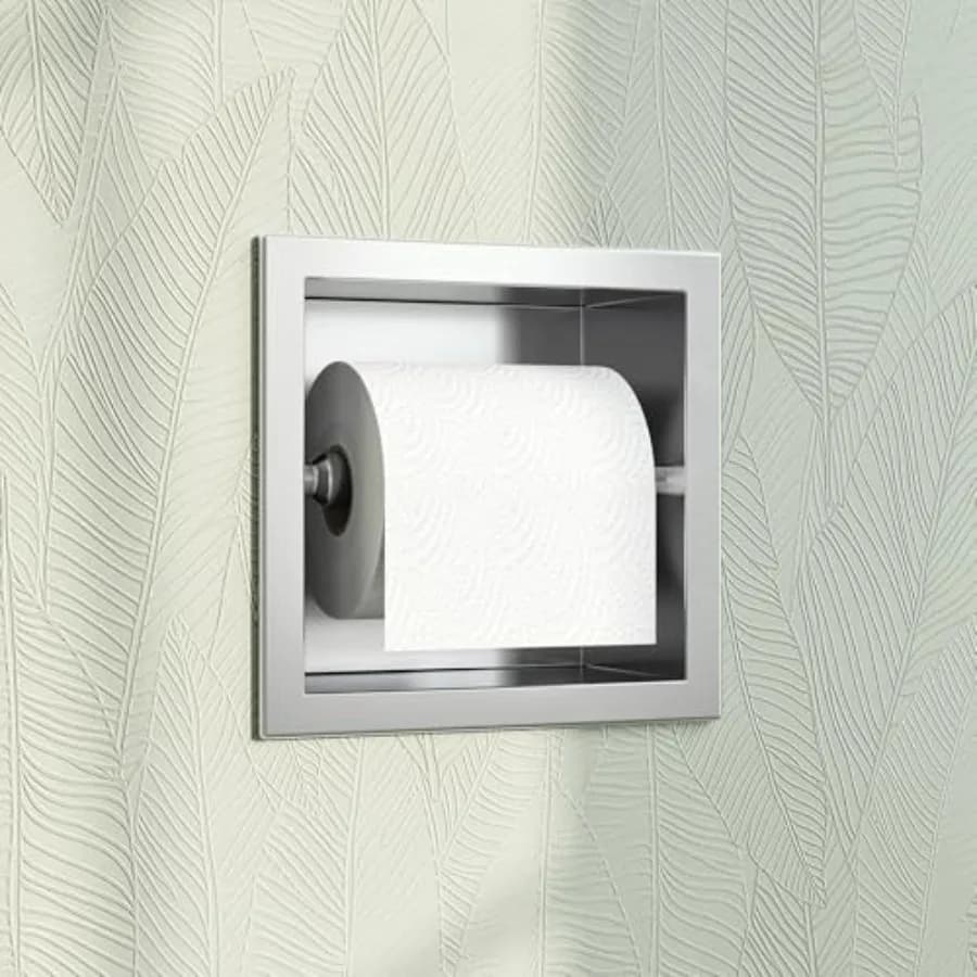 Toilet Paper Holder, SUS 304 Stainless Steel Recessed Toilet Paper Holder Built-in, in Wall Toilet Paper Wall Holder for Bathro
