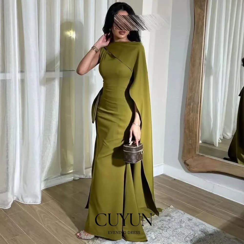 CUYUN Abito da sera saudita verde salvia senza maniche personalizzato elegante abiti da cerimonia per eventi formali abito da ballo per banchetti nuziali