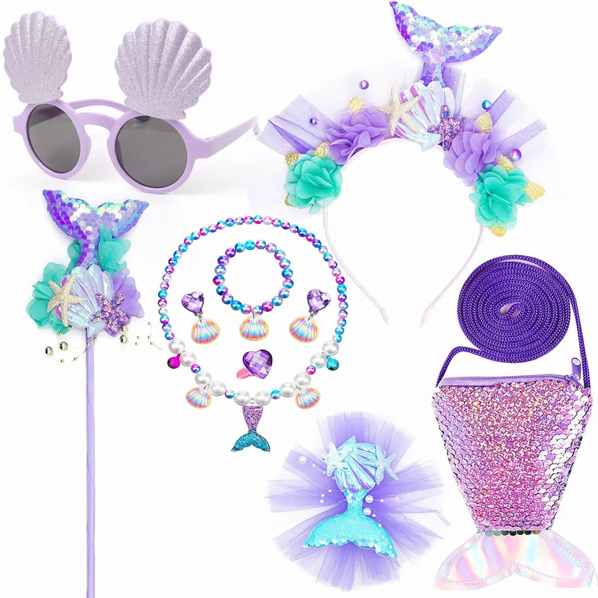 Sirenetta classica corona fascia lucente sirena puntelli per ragazza compleanno festa alla moda accessori per capelli sirena