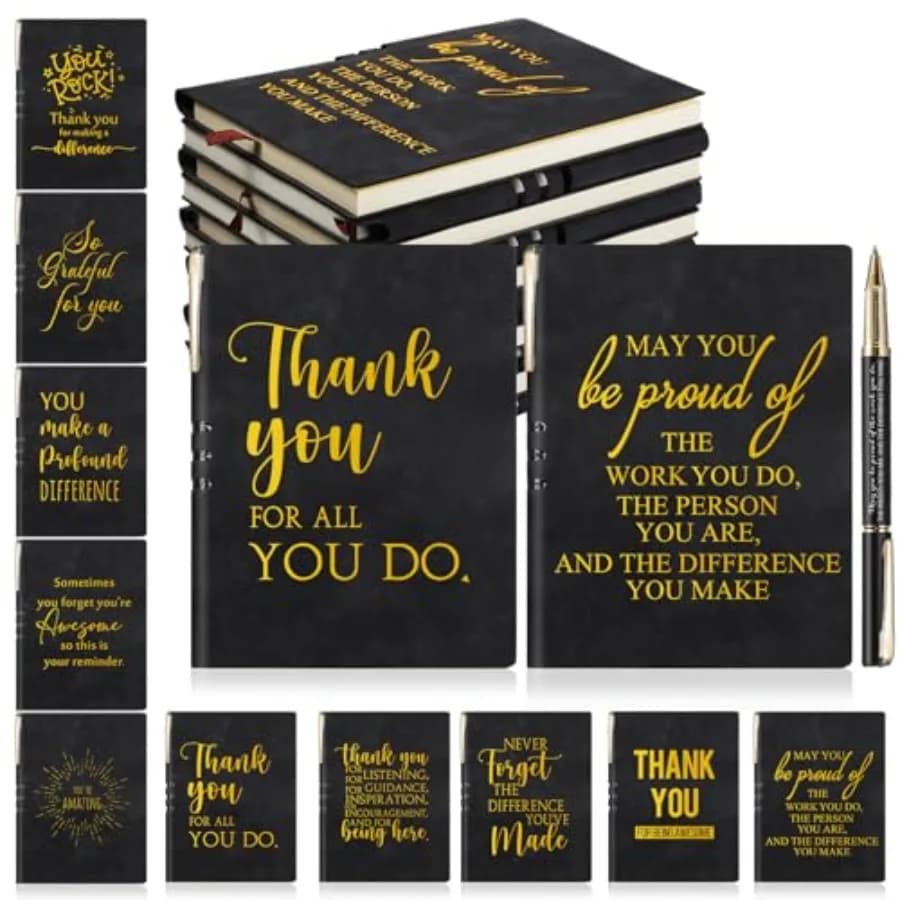 Pcs Inspirational Notebooks Pens Gift for Man Dad Bulk A5 Leather Journal with Motivational Ballpoint Pens for Teacher Employee