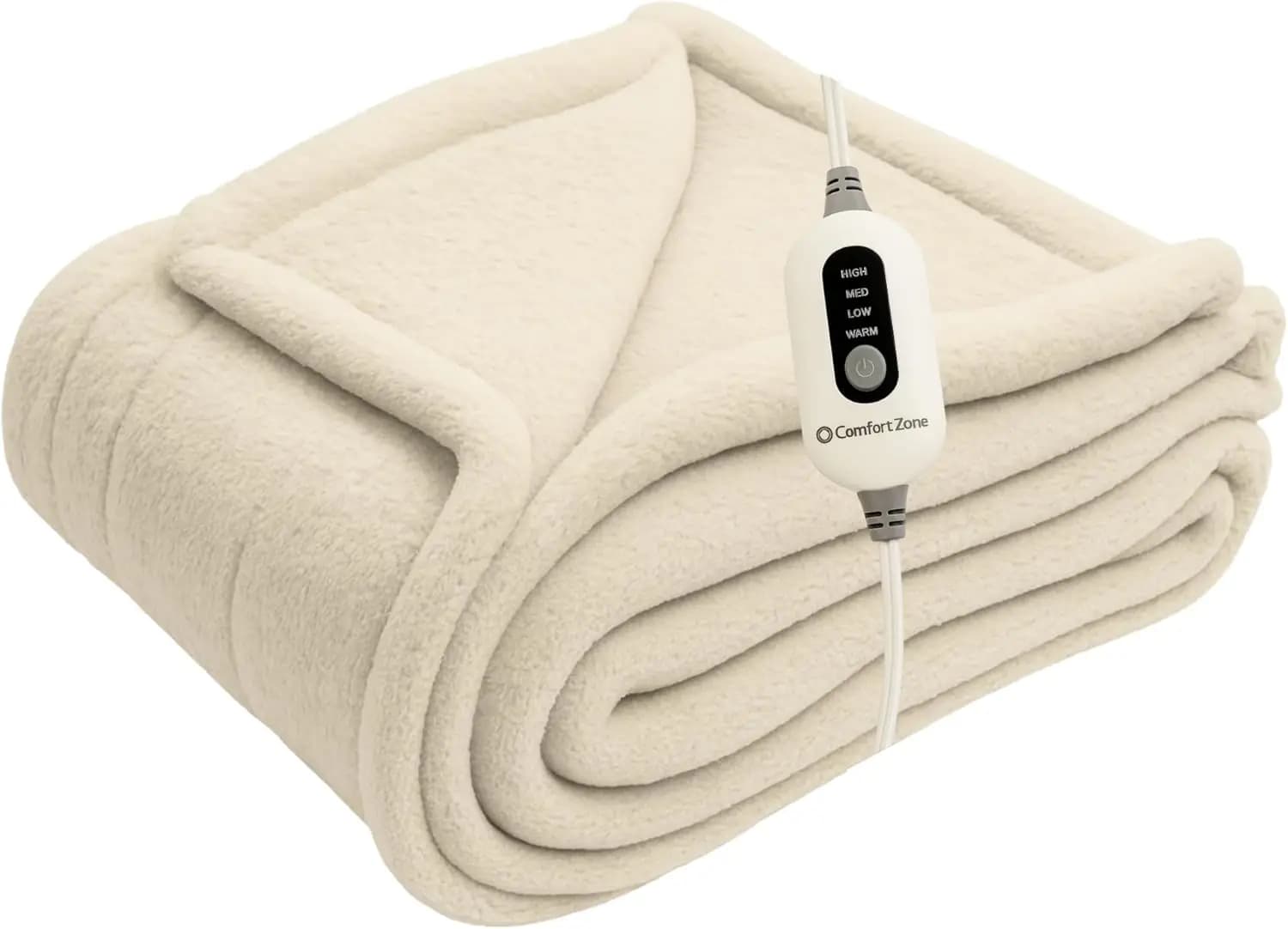 Coperta Elettrica Riscaldata con 4 Livelli di Calore, Timer 3H, Spegnimento Automatico, Riscaldamento Rapido - Crema (50x60 pollici)