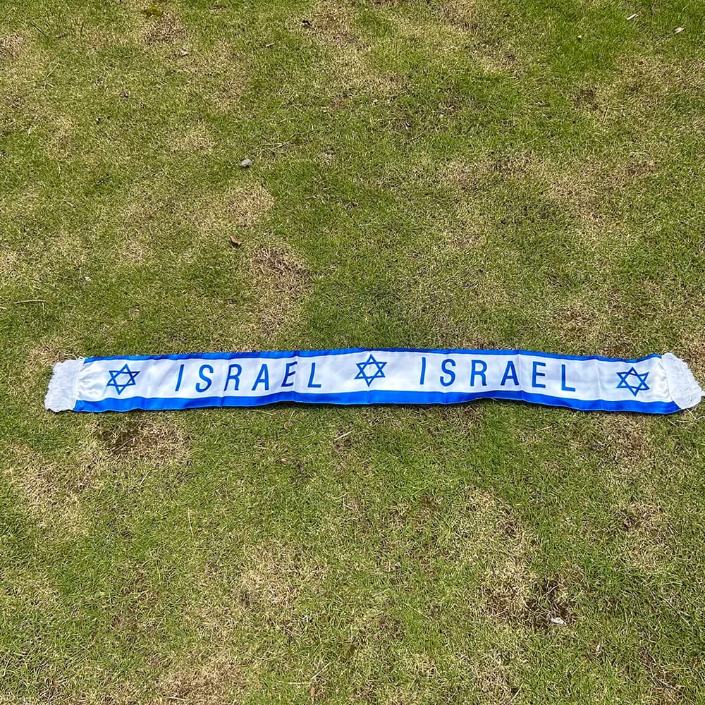Israel Scarf 14x135cm Double Printed Israel Flag Satin Israel Scarf for world cup Sports Events decoration