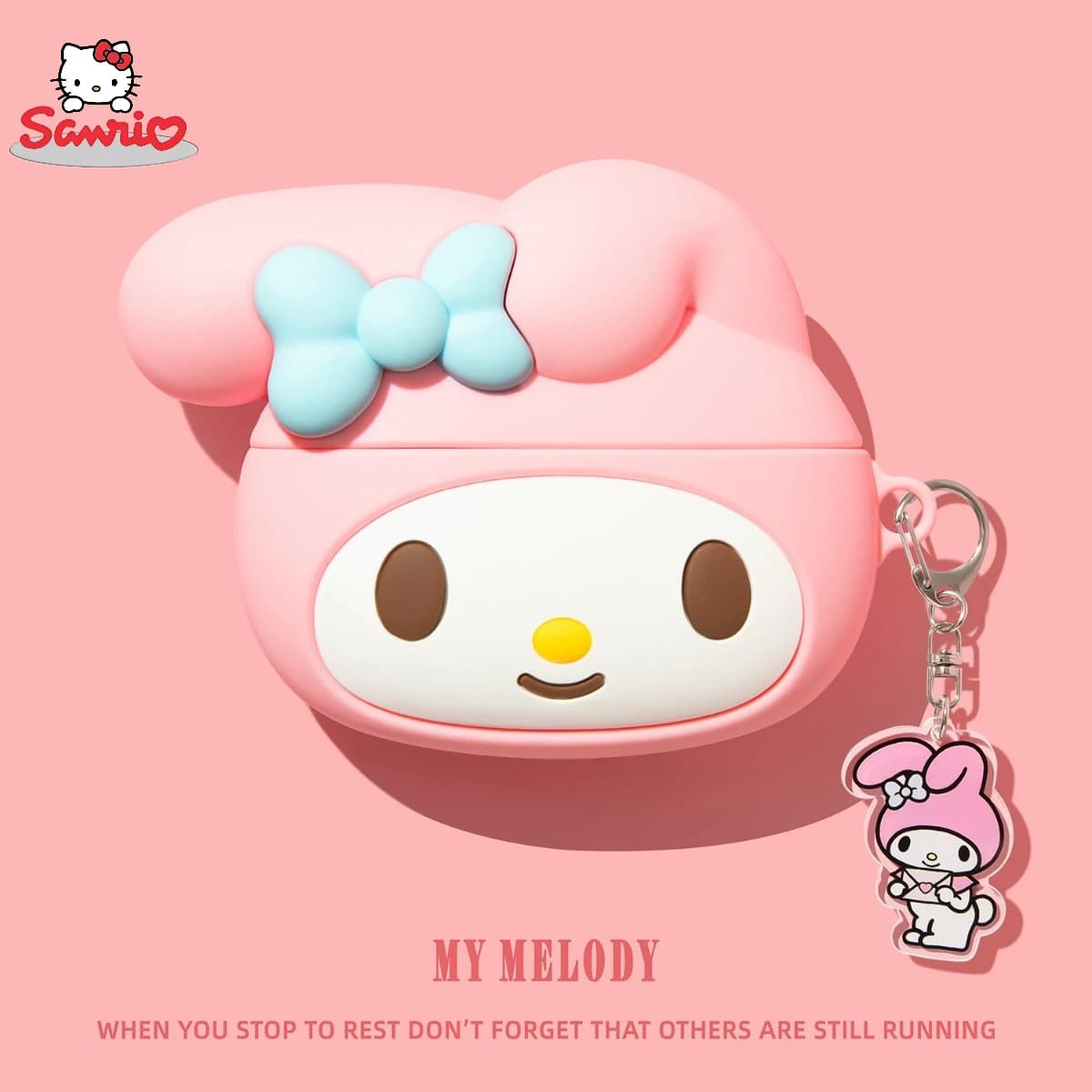 Custodia per cuffie Bluetooth in silicone morbido Sanrio 3D MY Melody per AirPods Pro 3 2 Airpods 4/3/2/1, protezione anticaduta per auricolari