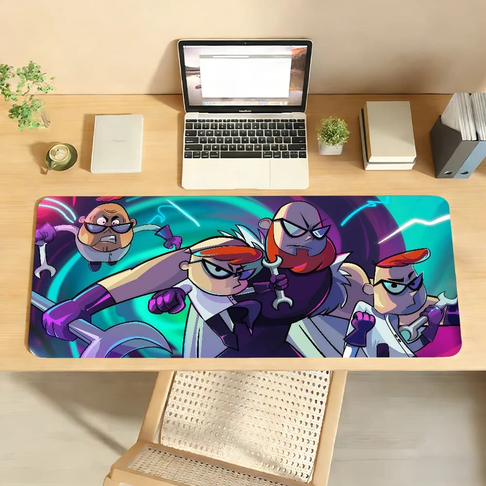 Tappetino per mouse Cartoon D-Dexters L-Laboratory Science, tappetino da scrivania antiscivolo, accessori per PC e laptop, tastiera da ufficio, decorazione per giocatori