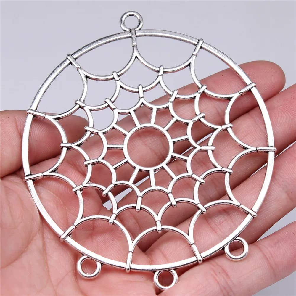 1pcs 92x80mm Antique Silver Color Large Dream Catcher Connector Charms Pendant Jewelry Materials Bulk