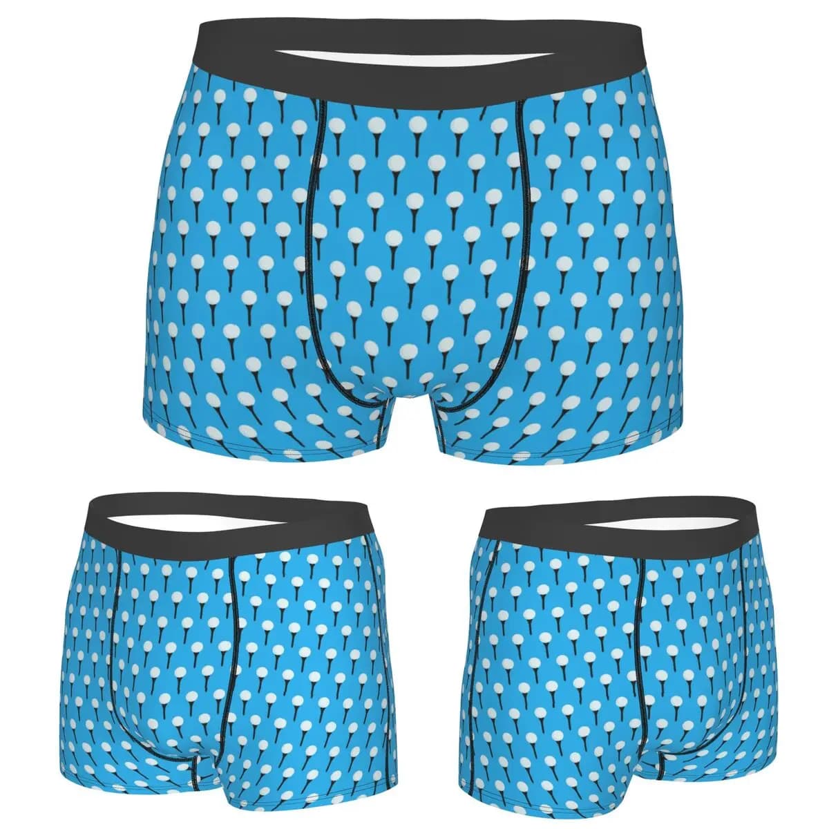 Boxer Mutande Pantaloncini Palla da golf e modello a T (blu ciano) Mutandine da uomo Intimo traspirante per Homme Uomo Regali fidanzato