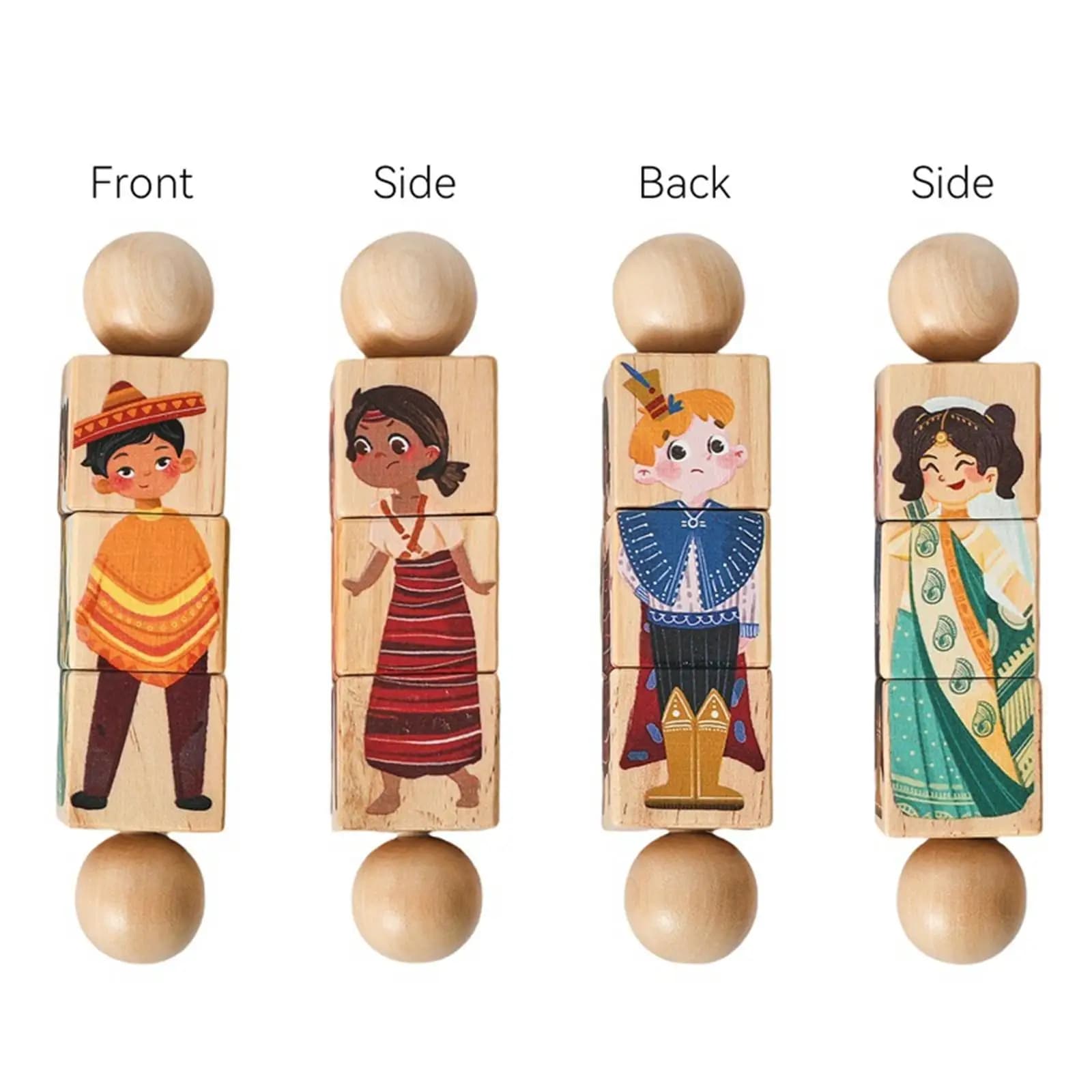 Gioco di puzzle rotante in legno, blocchi da costruzione, giocattolo sensoriale per le abilità cognitive dei bambini, gioco Montessori