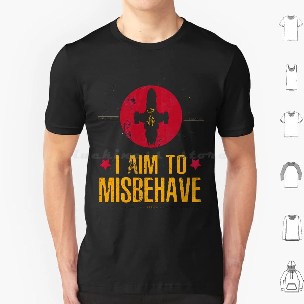 Aim To Misbehave T Shirt Uomo Donna Bambini 6xl Firefly Serenity Browncoats Lucido Joss Whedon Cultura pop Cult Tv Show Cult Tc