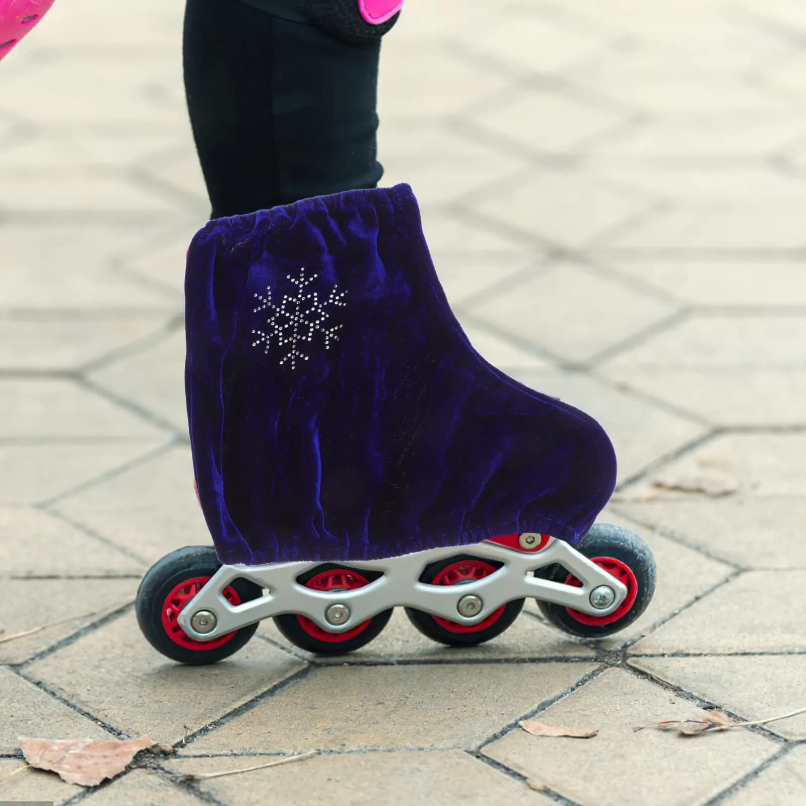 1Pair Blue Ice Skate Boot Covers Figure Skating Medium Size Stretch Protective Shoe Cover Skate Guards for Training