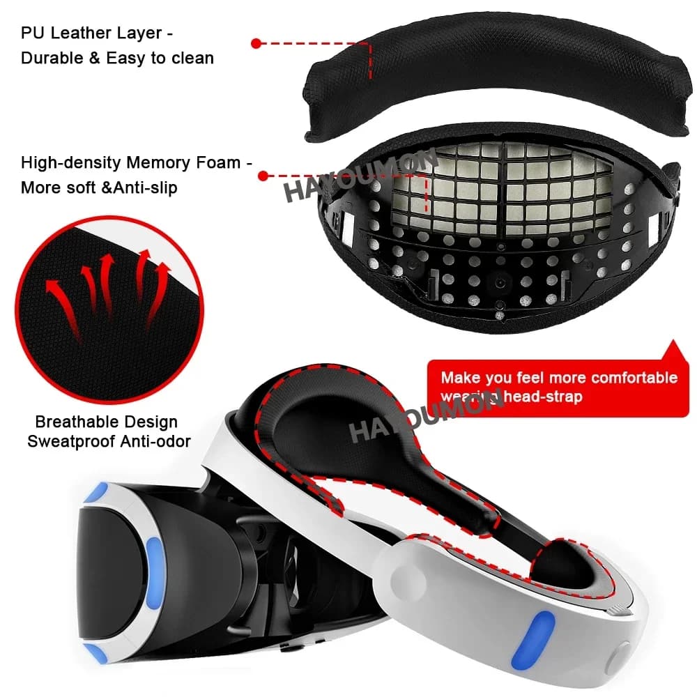 Cuscinetto Nero Traspirante Anti-Sudore per Cinturino Testa PSVR Gen1 - Accessorio Gaming