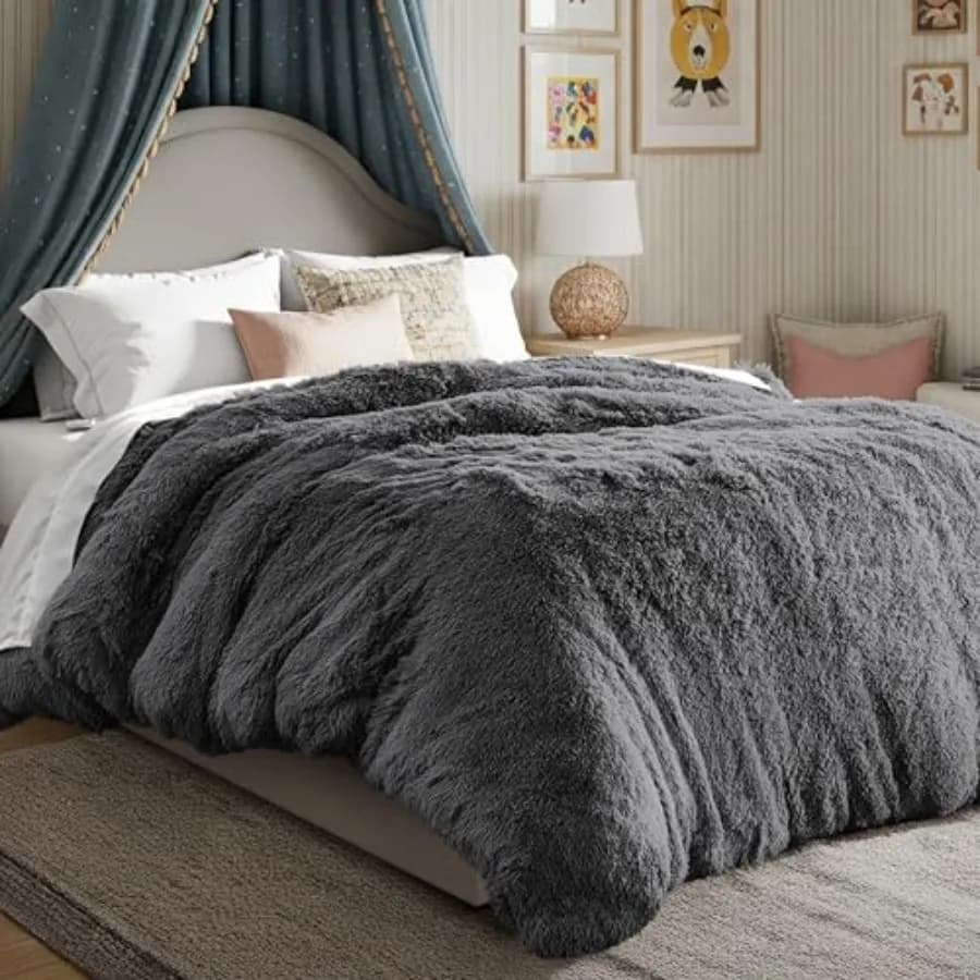 Shaggy fleece cover - Soft cover - Super soft and luxurious - Hidden zipper closure - Bed linen for all seasons Grey