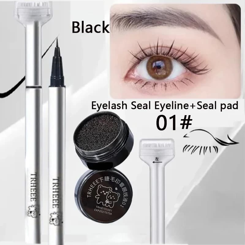 Waterproof Lower Eyelash Stamp Set 0.01mm Fine Tip Quick Dry Portable Eye Liner with Ink Easy to Use for Perfect Smokey Eyes