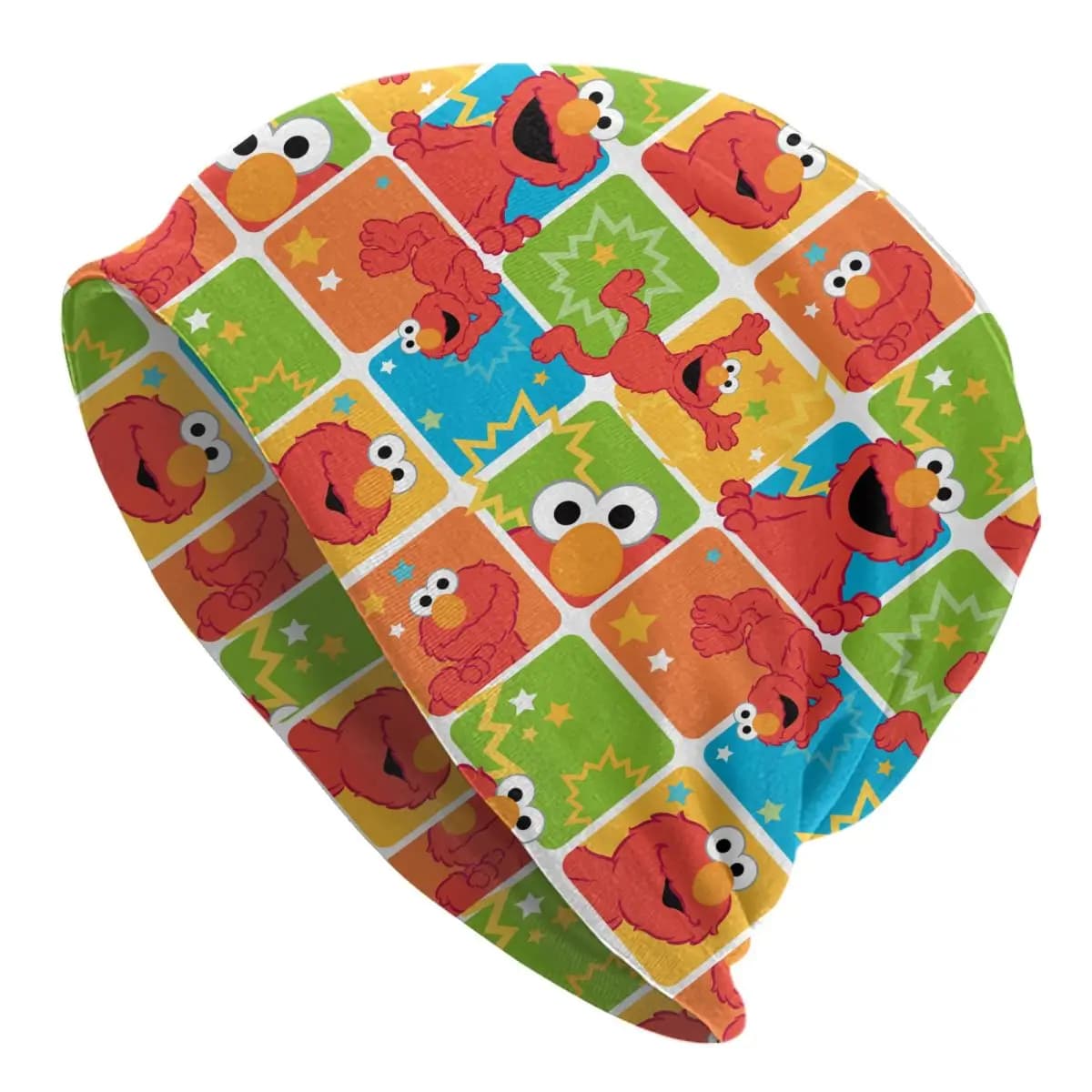 Colorato Elmo Grid Pattern Sesame Street Skullies Berretti Cappelli Casual Uomo Donna Street Cap Caldo termico Elastico Bonnet Cappelli