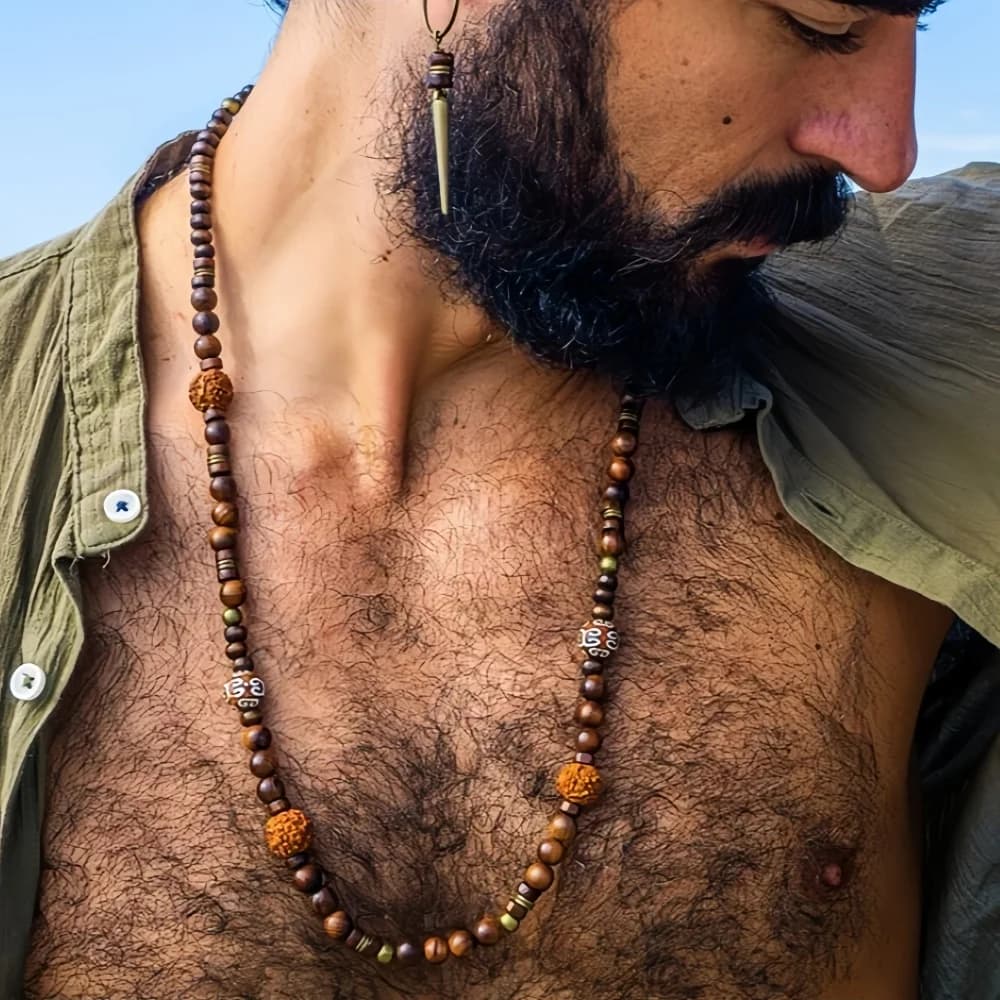Bohemia Coconut Shell Wood Beads Necklace Retro Long Summer Walnut Men Necklace Fashion Beach Party Jewelry Accessories