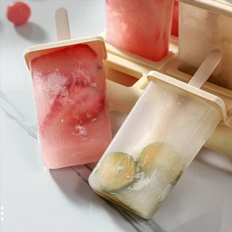 Macchina per il gelato fresco Contenitore per il ghiaccio fatto in casa con stampo per ghiaccioli per gelato Bastone di plastica Stampo per ghiaccioli Vassoio Gadget da cucina