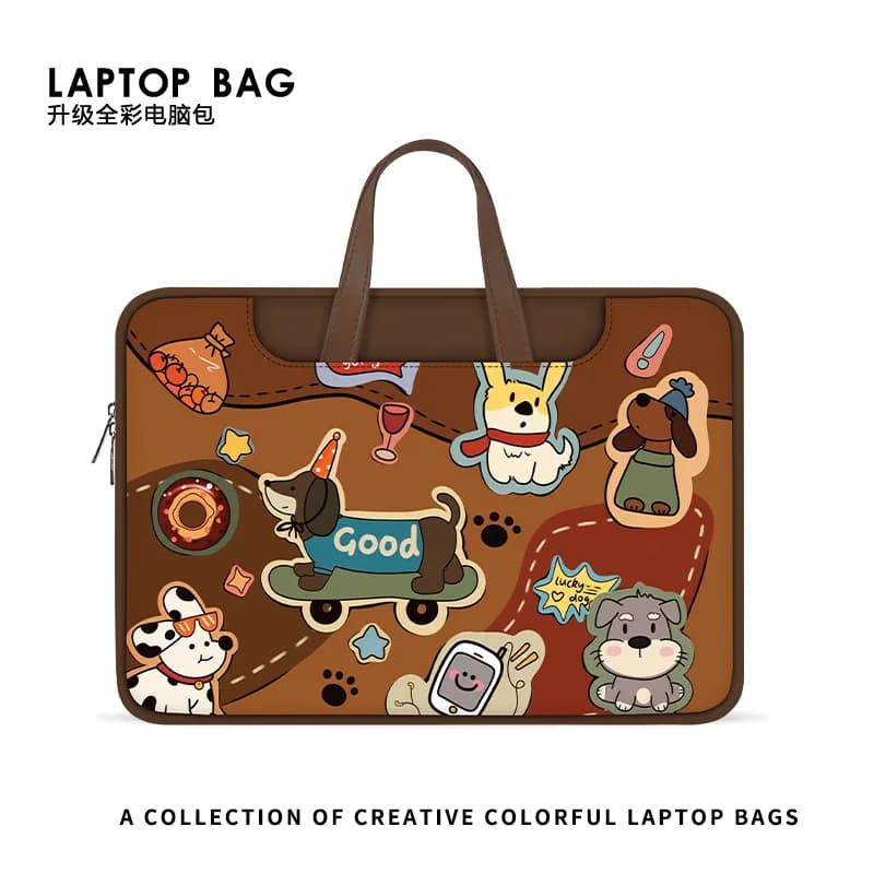 Borsa Regalo per Laptop, Custodia Protettiva per Laptop, Cover per Macbook 12 13 14 15.6 16 Pollici, Macbook Air, Asus, Huawei, Design Cartone Animato Cane