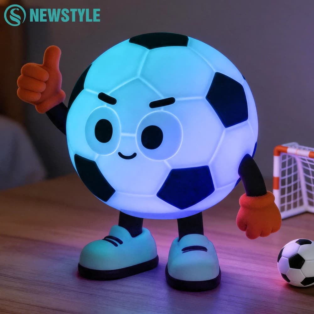 Luce notturna a forma di pallone da calcio in silicone, ricaricabile, dimmerabile, luce notturna per dormire, lampada da comodino per decorare la camera da letto