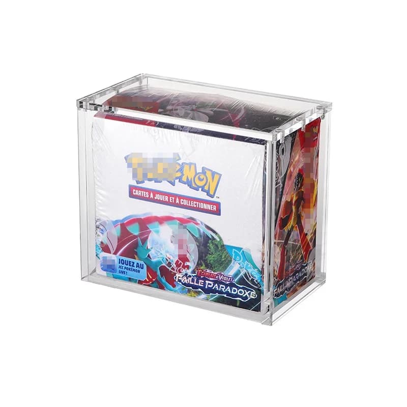 99% UV protection Modern acrylic magnetic case for Pokémon booster box English Transparent and elegant storage solution