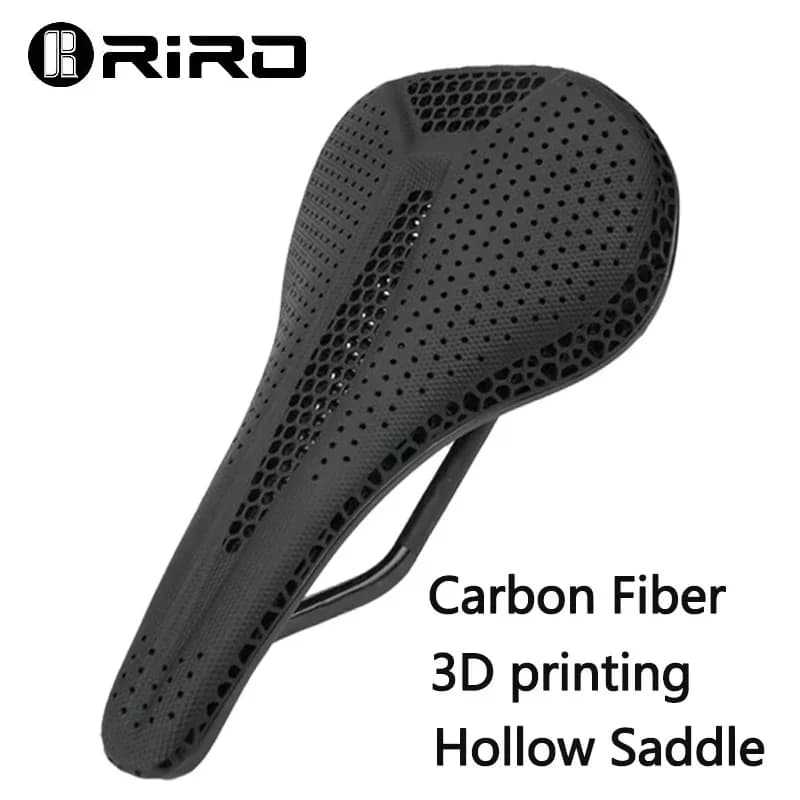Sella per Bicicletta da Strada RIRO X18 in Fibra di Carbonio+TPU con Superficie Stampata in 3D Ultra-Leggera per MTB